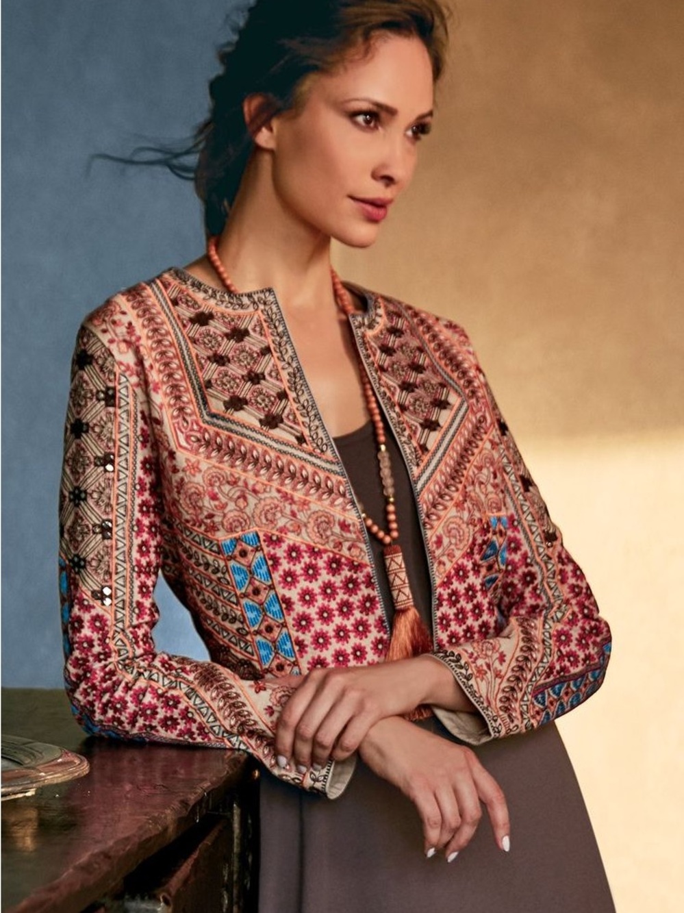NWT Soft Surroundings Livia Embroidered Open Front Bolero Jacket Size XSmall